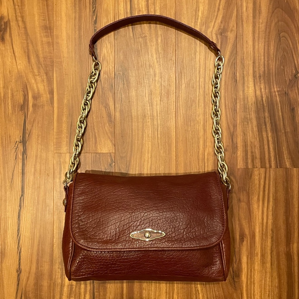Elliott Lucca Brown Leather Chain Shoulder Bag